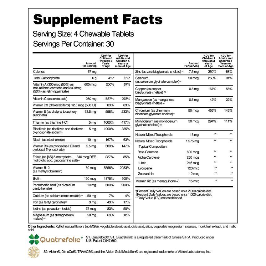 Nutri Essence Chewable with Performance Supplement Facts