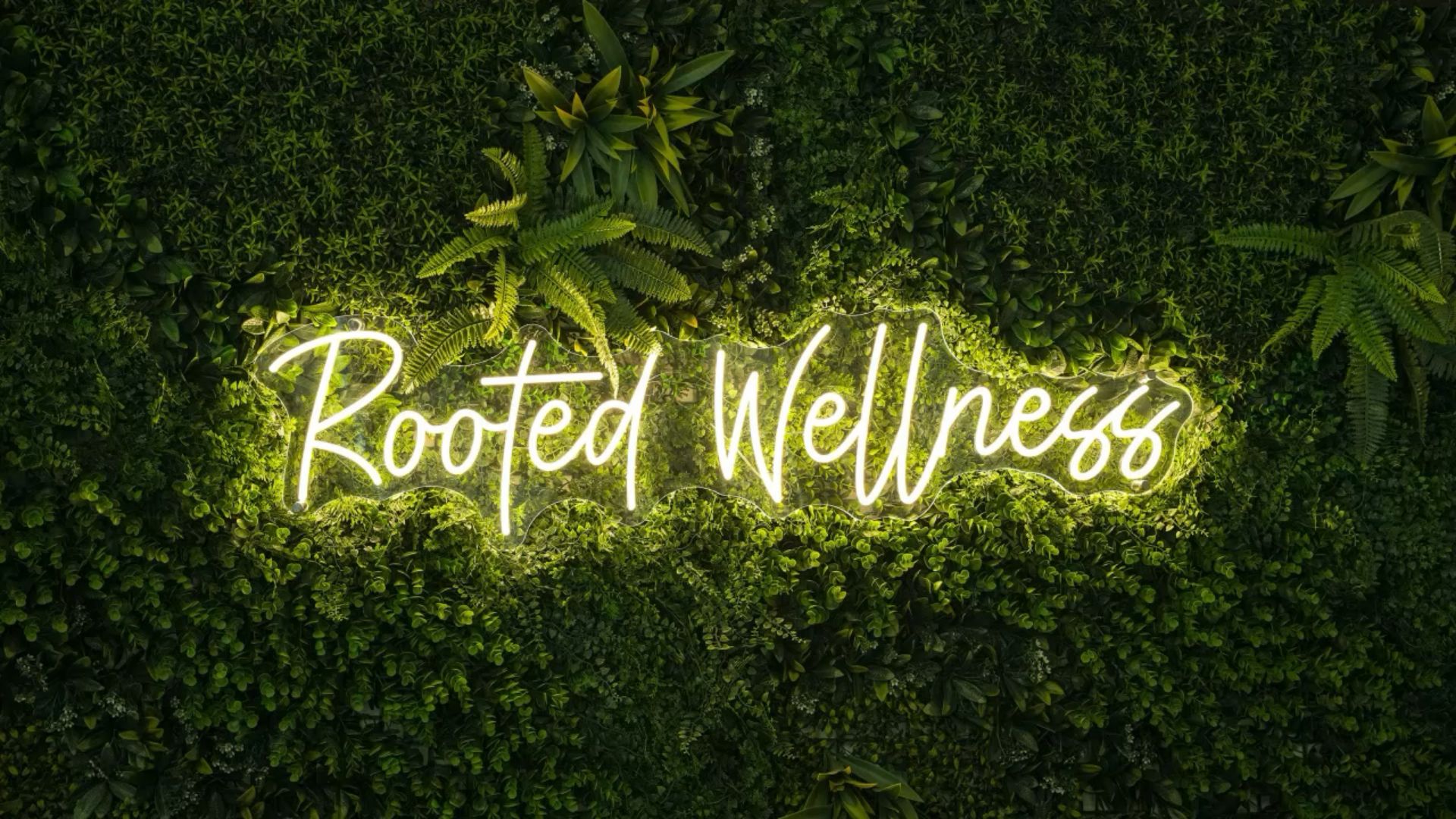 Rooted Wellness Neon Green Sign